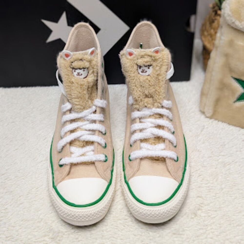 Converse CTAS Miso Glaze Alpaca Faux Fur Hi Top Sneakers + Bag Women's 9.5 NIB